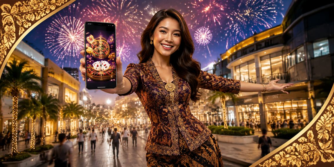 Pemain di Johor Bahru bermain kasino mudah alih dengan pakaian batik Malaysia